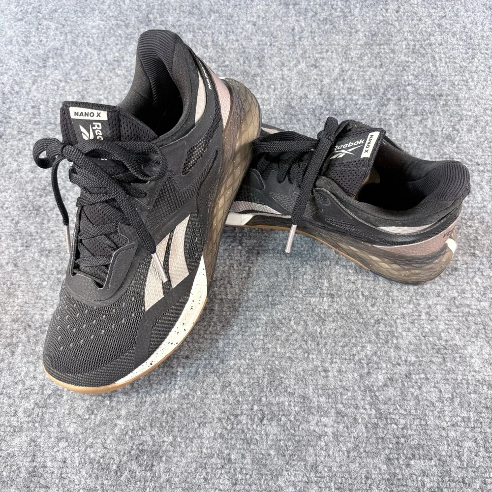Reebok Nano X Womens Crossfit Training Shoes Black White Gum FW8209 Size 8
